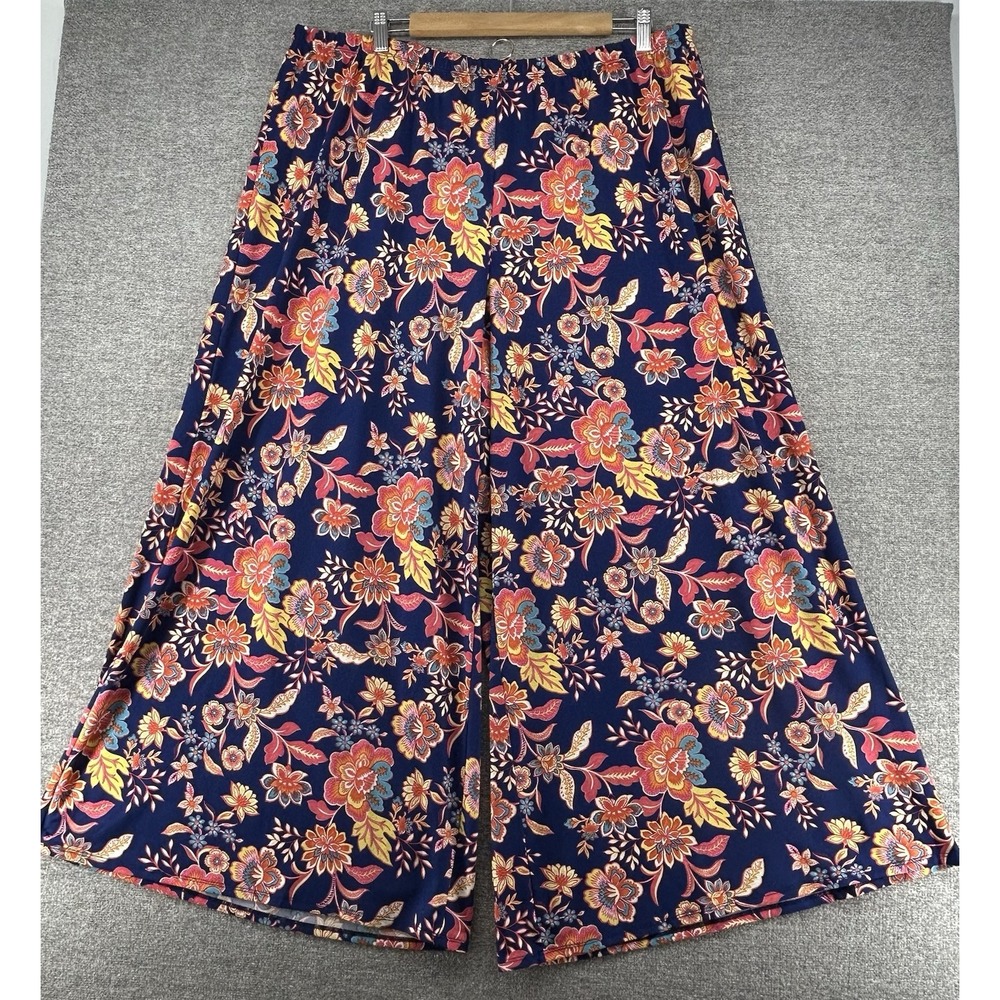 CeCe Wide‎ Leg Pants Women Size 2X Floral Casual